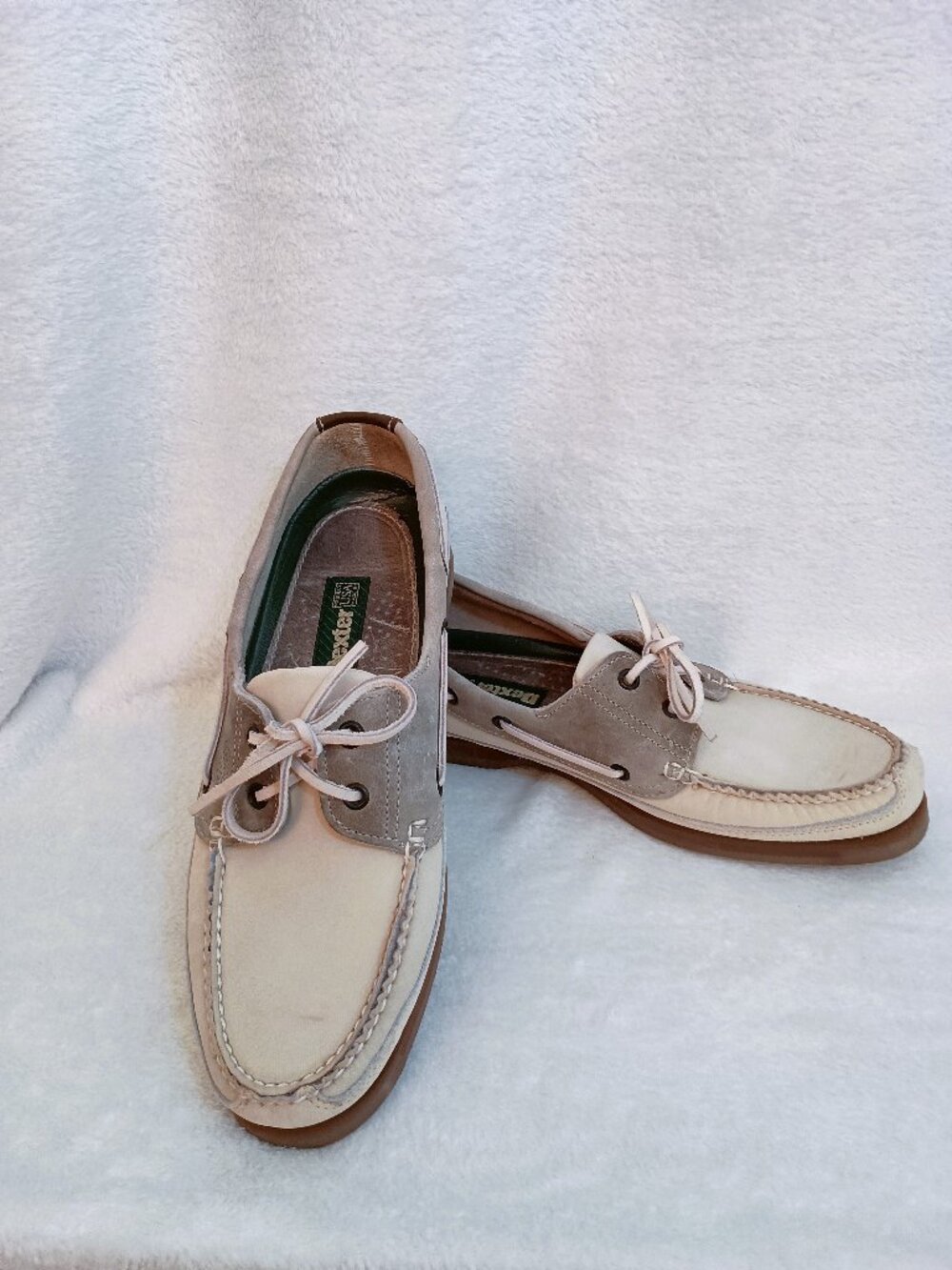 Dexter Nubuck Leather Boat Shoes Sz 11 M Cream & Gray NWOB USA